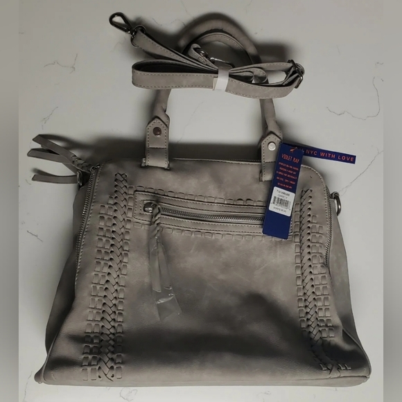 Violet Ray NYC Women's Trendy & Fashionable Gray Crossbody Handbag Faux Leather - Picture 1 of 5